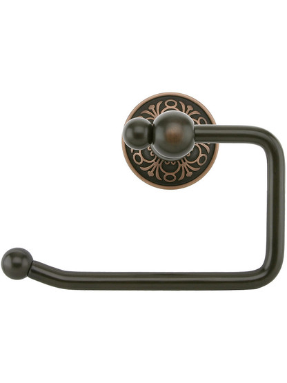 Brass Swinging Toilet-Paper Holder with Lancaster Rosette in Oil-Rubbed Bronze.